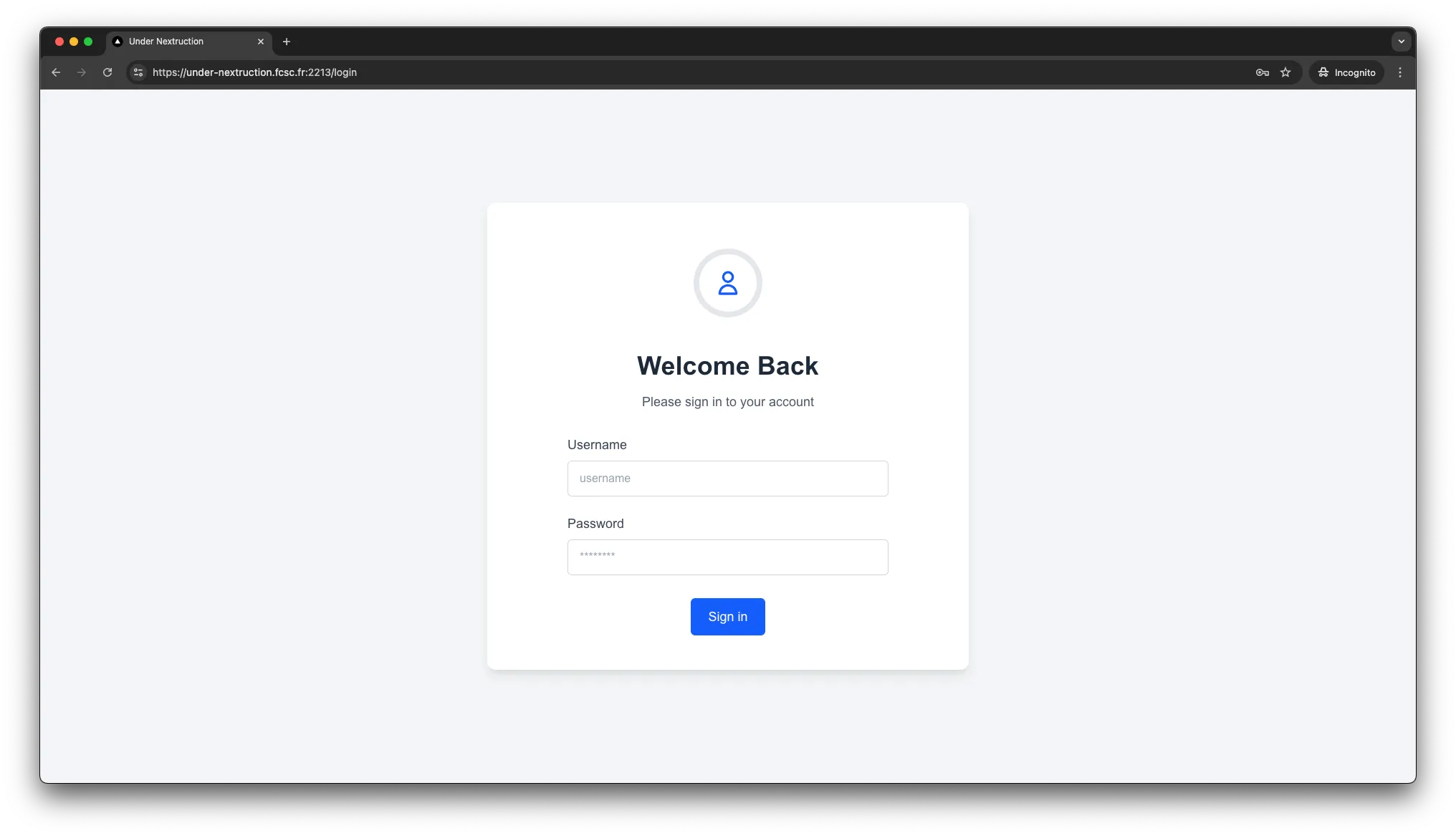 Under Nextruction Login Page